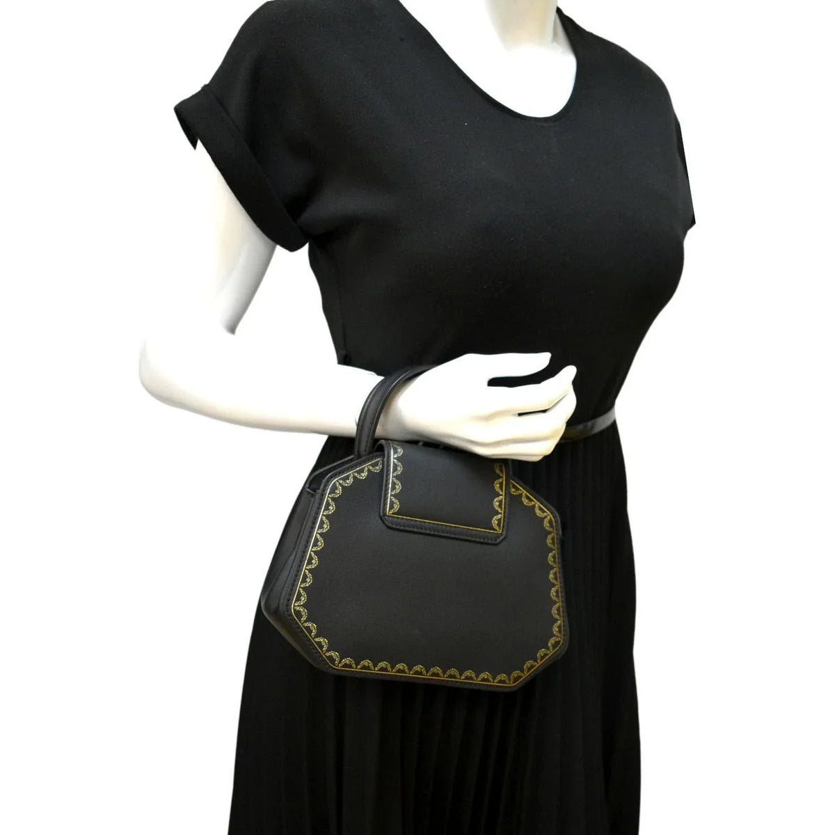 Pre-owned  Guirlande Mini Calfskin Leather Top Handle Satchel Bag Black