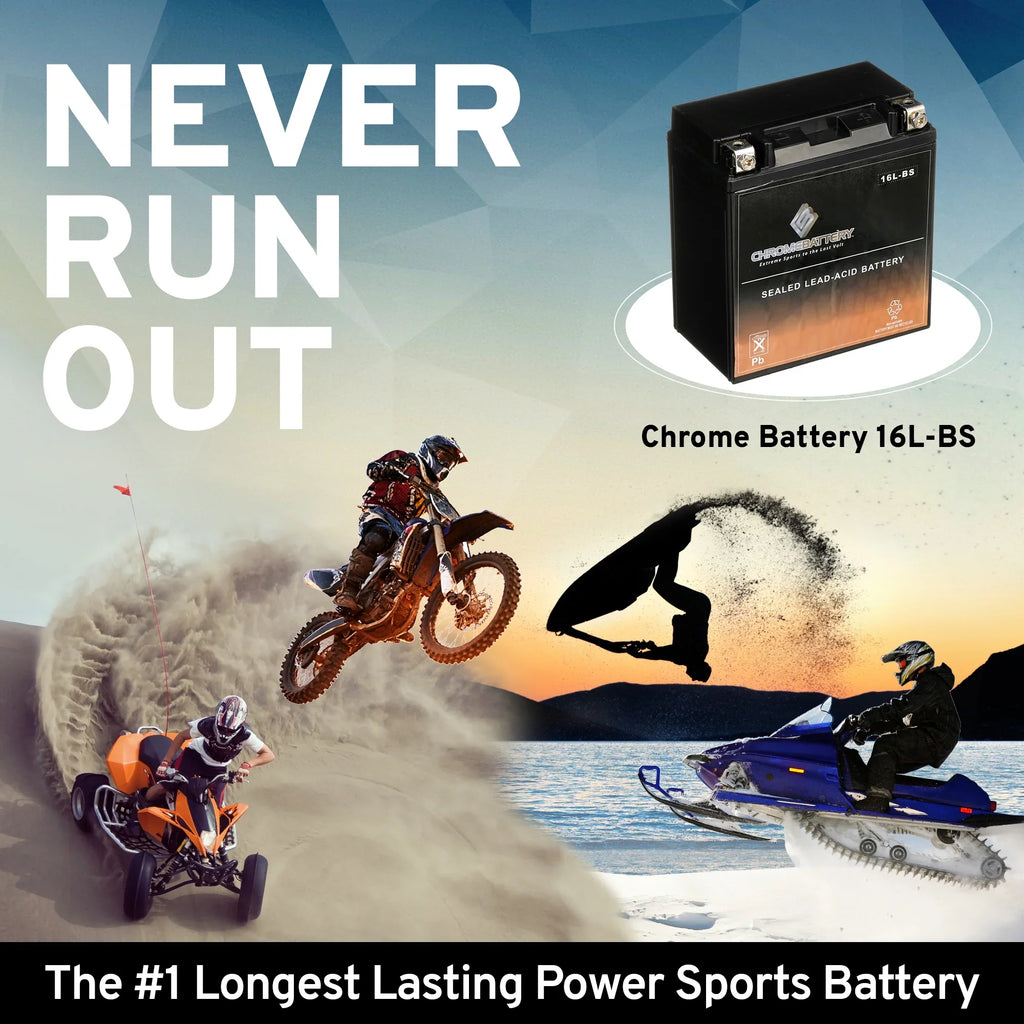 Chrome Battery - (16L- 12 Volt,14 Ah, 230 ) Jet Ski Battery for Kawasaki 650cc Jf650  1995