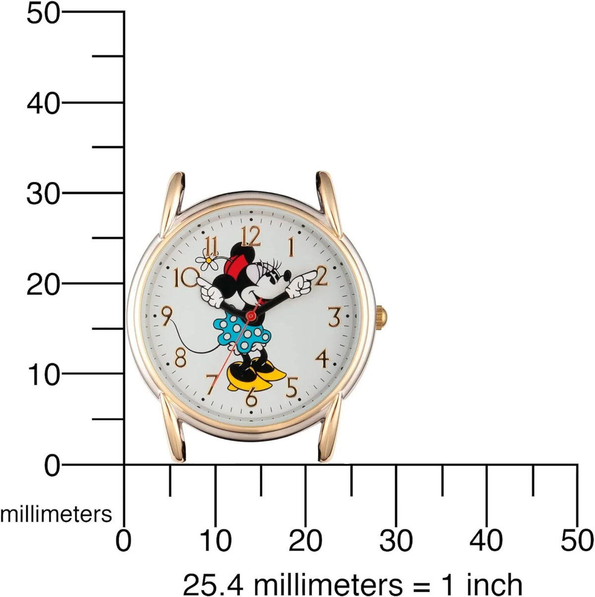 Disney Minnie Mouse Women's Two Tone Cardiff Alloy Watch, Brown Leather Strap,