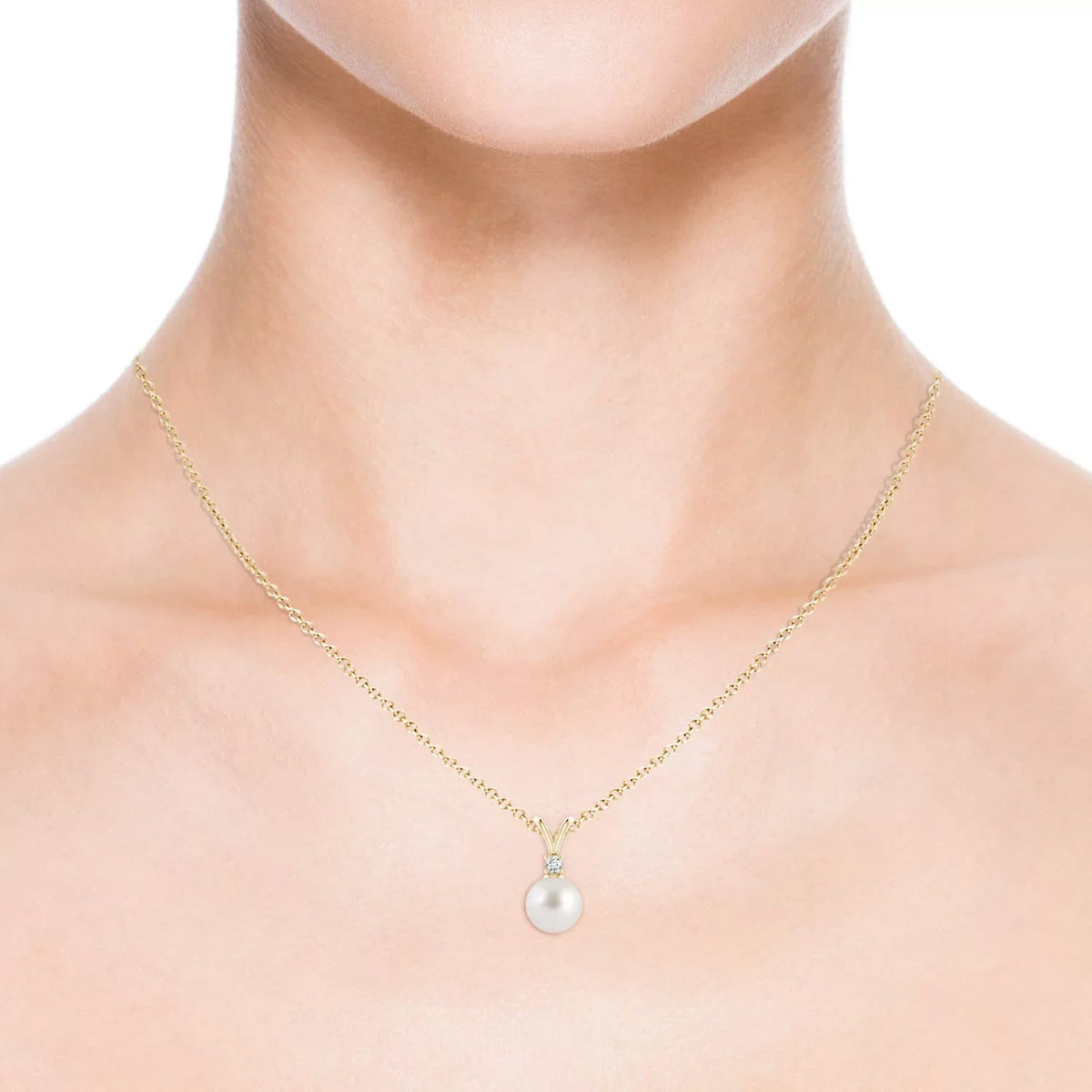 Angara South Sea Cultured Pearl -Bale Pendant Necklace for Women, Girls in 14K Yellow Gold (Grade-|Size-8mm) June Birthstone Jewelry Gifts for Her Birthday, Wedding, Engagement, Valentines Day