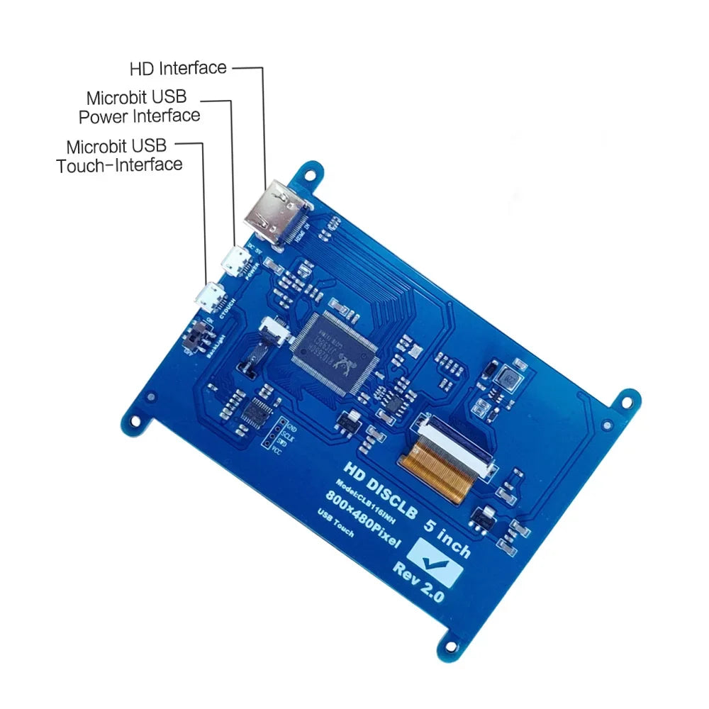 Arealer 5 InchCapacitive Touchscreen Display 800*480 Resolution Small Portablewith USBInterface Compatible with Raspberry Pi Tool