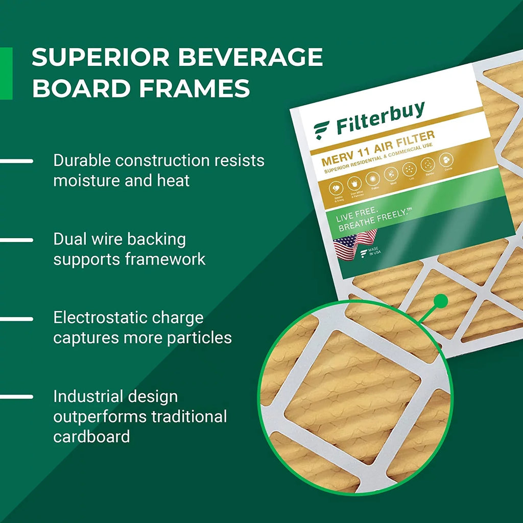 Filterbuy 16x21x1  11 Pleated   Furnace Air Filters (4-Pack)