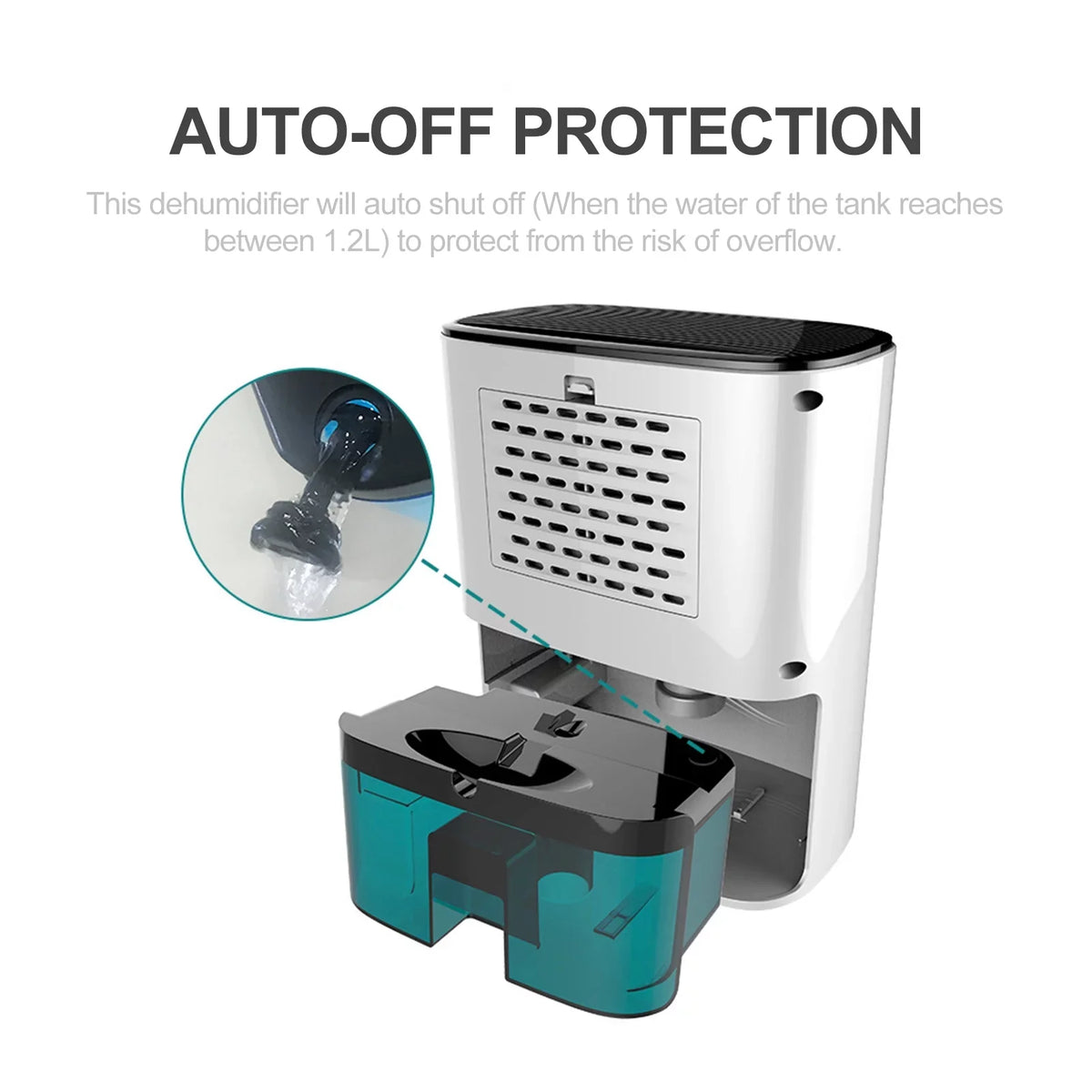 Portable 1200mL Dehumidifier for up to 215 Sq. Ft - Auto-Off, Humidity Control, Ideal for Home, Basements, Bedrooms, Garages, Wardrobes, RVs