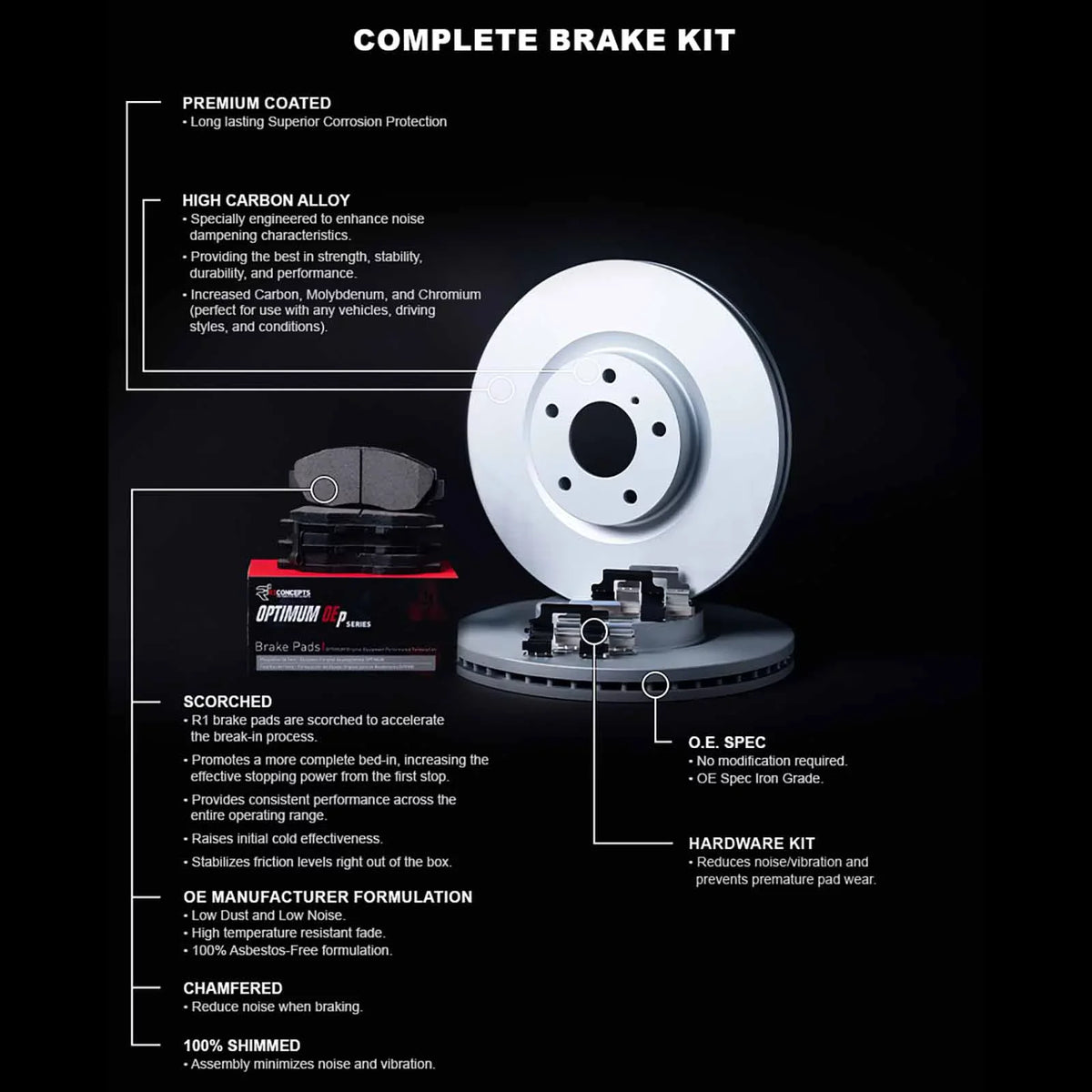 Concepts Wduh1 76175  Concepts Carbon Series Brake Rotors With 5000 Oep Fits select: 2004-2007  , 2004-2009