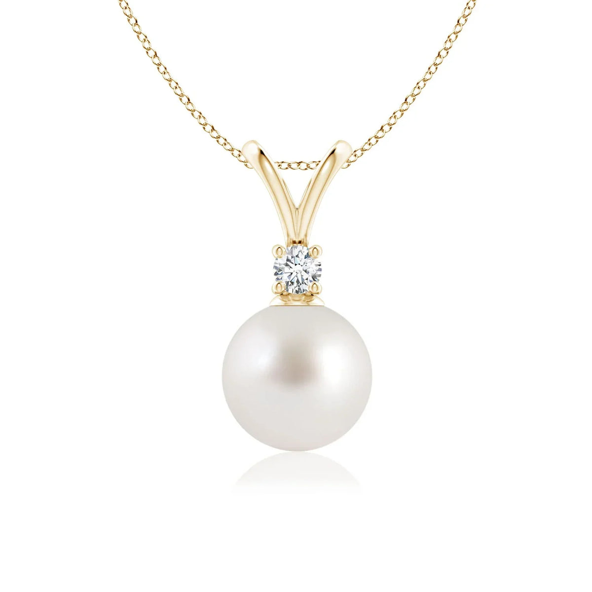 Angara South Sea Cultured Pearl -Bale Pendant Necklace for Women, Girls in 14K Yellow Gold (Grade-|Size-8mm) June Birthstone Jewelry Gifts for Her Birthday, Wedding, Engagement, Valentines Day