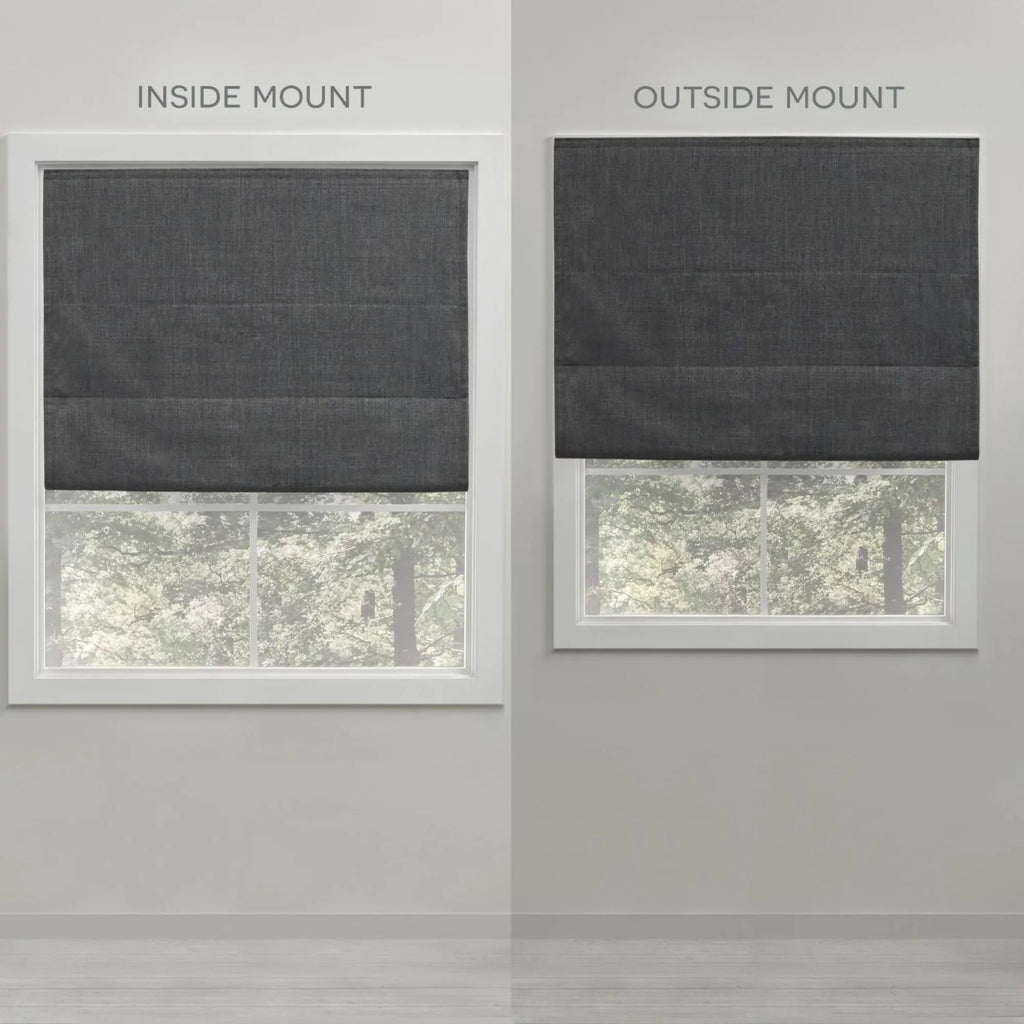 Exclusive Home Esme Total Blackout Roman Shade, 34"x64", Slate Blue