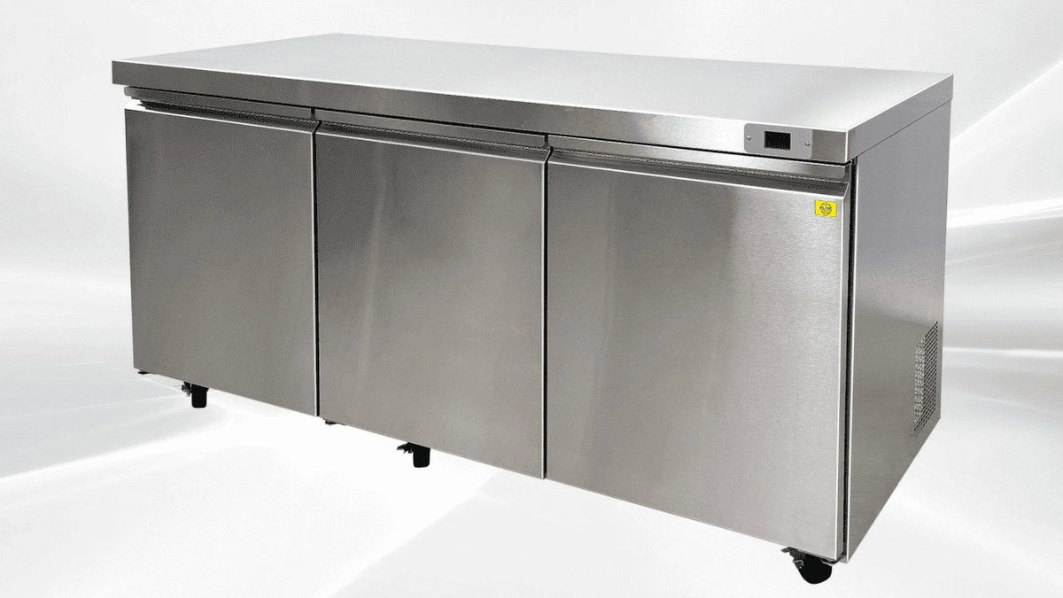 72 in.  Commercial Three Door Undercounter Freezer 16.6 cu. ft.