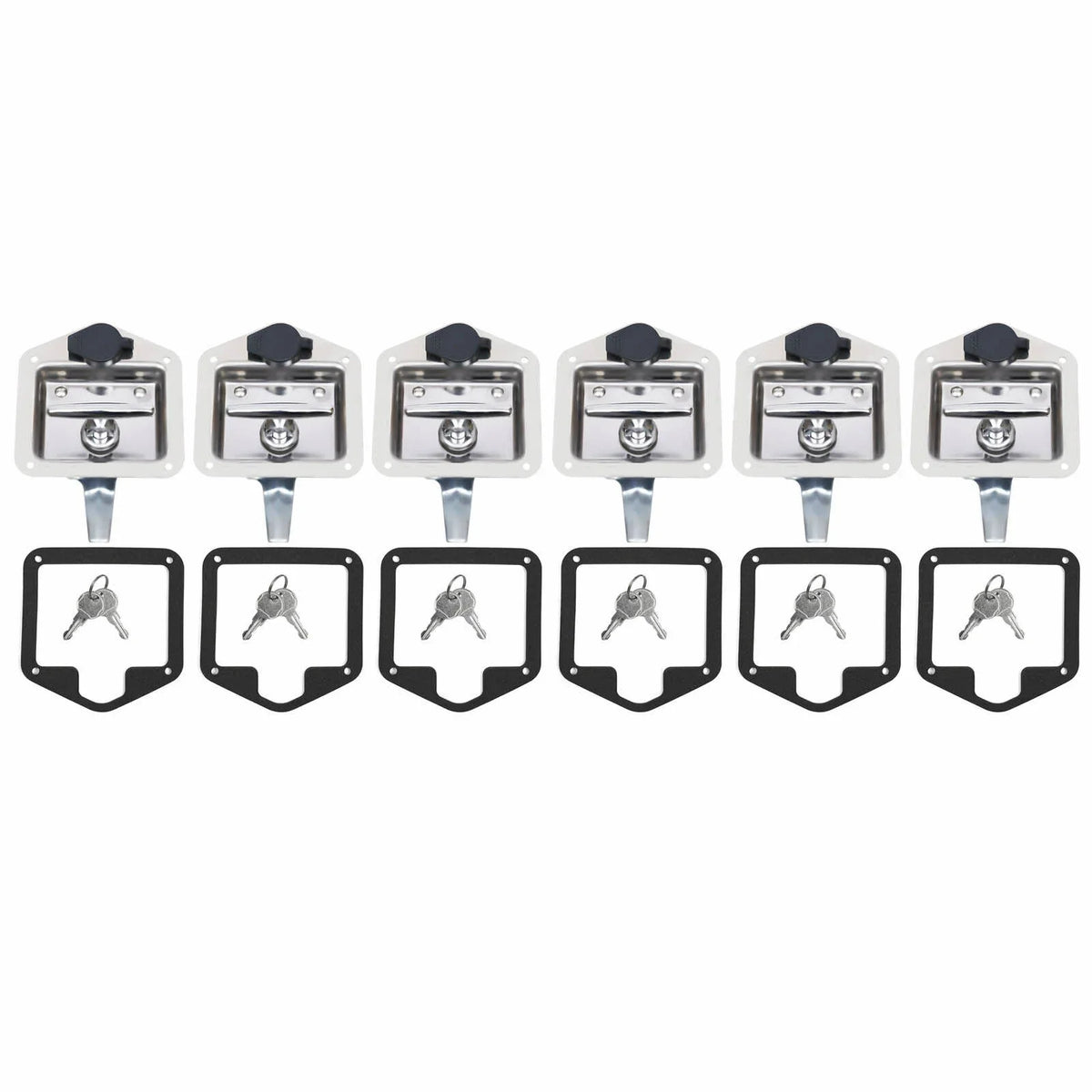 Set of 6 Folding -handle Tool Box Lock  Door Latch w/ 12 Keys Stainless Steel