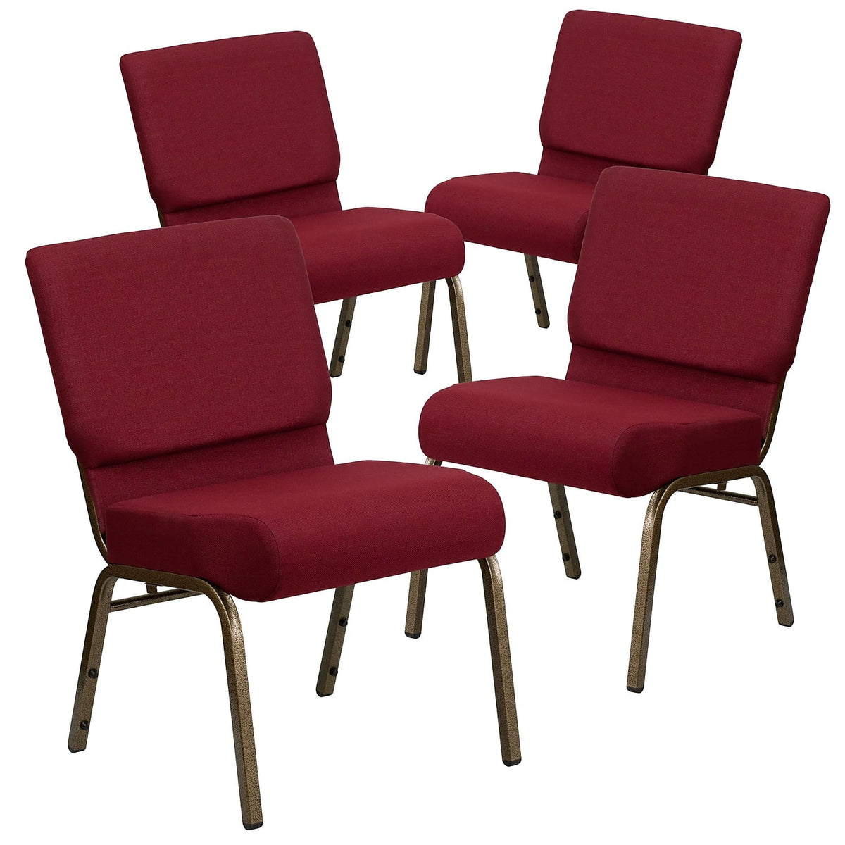 Flash Furniture  Series Fabric Church Stacking Chair Burgundy/Gold Vein Frame 4 Pack