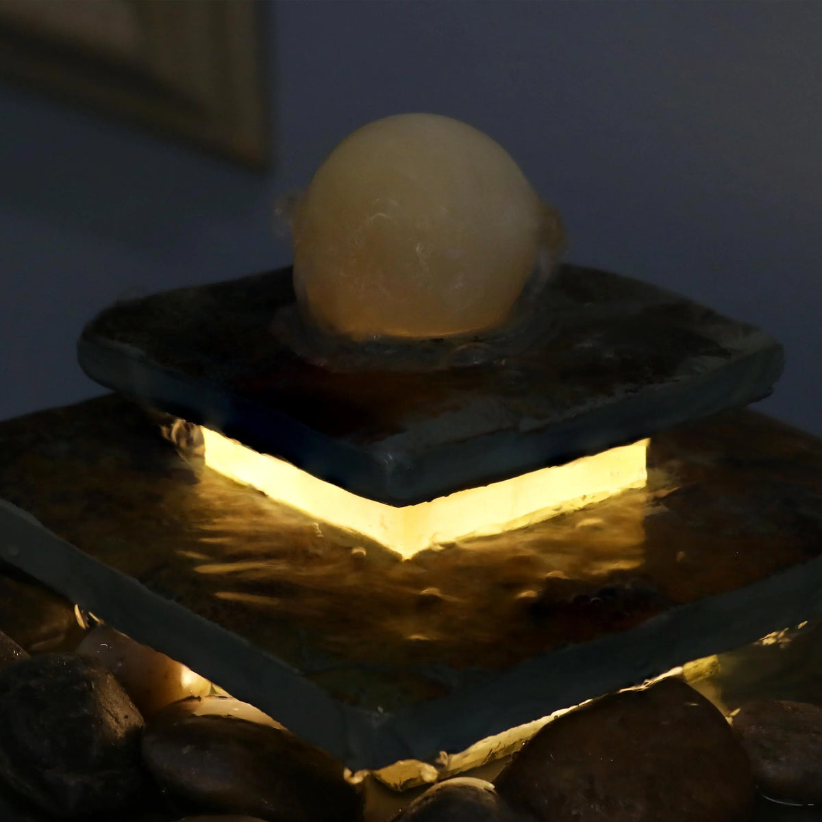 Sunnydaze Ascending Slate Tabletop Fountain with  Light - 8"