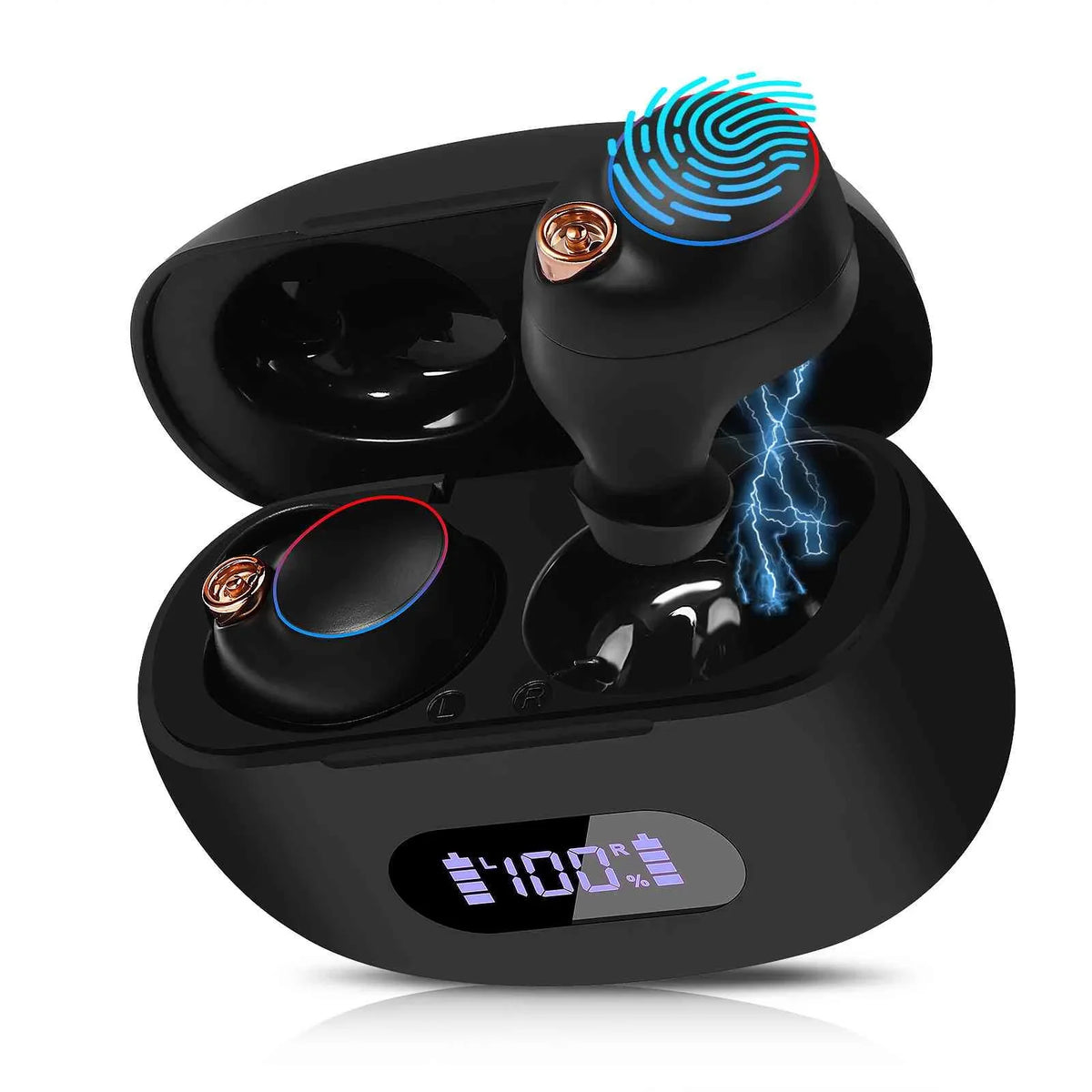 UrbanX True Wireless Bluetooth Earbuds + Charging Case, Black, Dual Connect,  Water Resistance, Bluetooth 5.2 Connection, Balanced, Bass Boost Compatible with Lenovo Pad