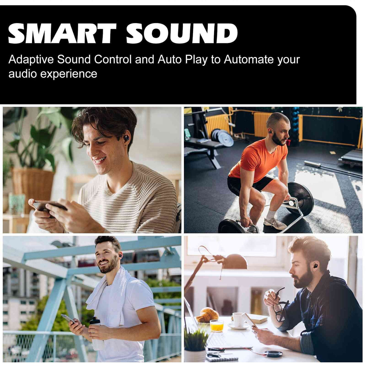 UrbanX True Wireless Bluetooth Earbuds + Charging Case, Black, Dual Connect,  Water Resistance, Bluetooth 5.2 Connection, Balanced, Bass Boost Compatible with Lenovo Pad