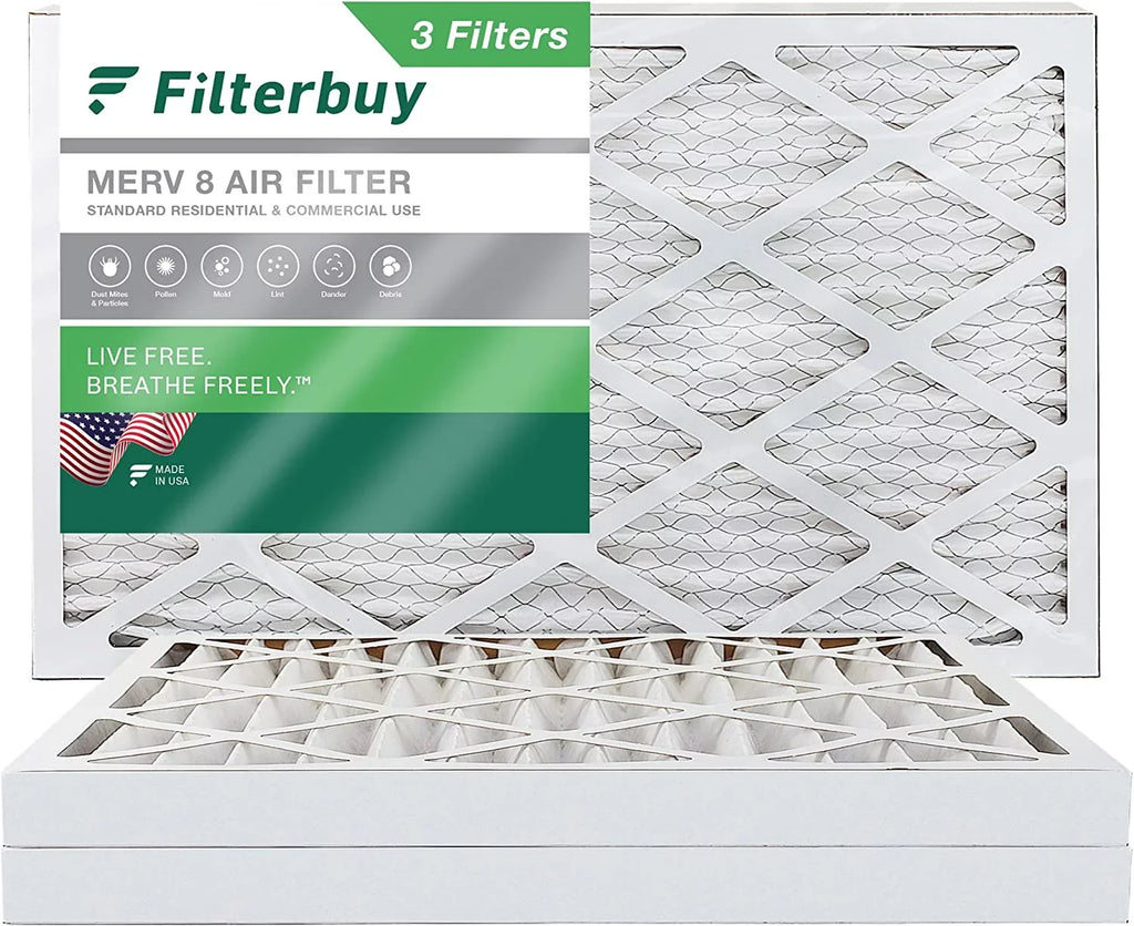 Filterbuy 12x20x2  8 Pleated   Furnace Air Filters (3-Pack)