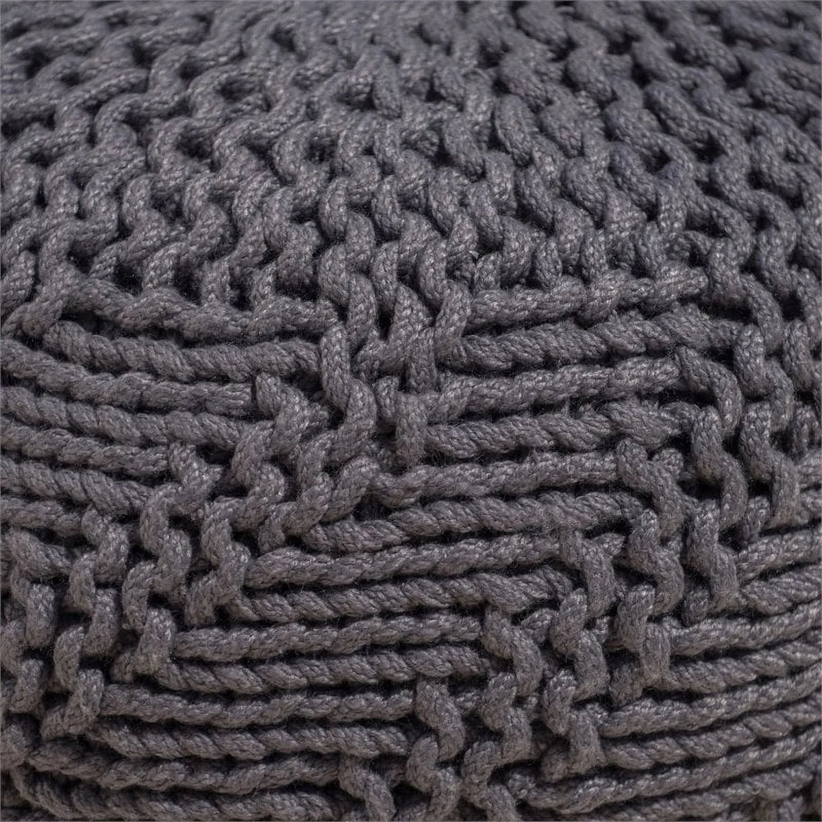 Noble House Aria Handcrafted Modern Fabric Outdoor Weave Pouf in Dark Gray