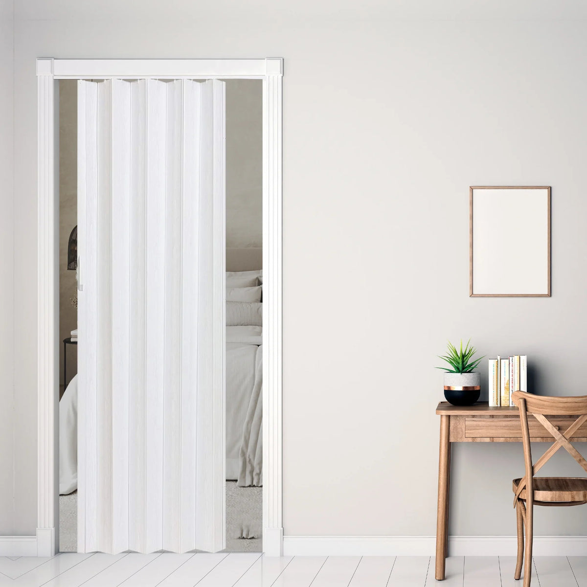 Home Products Via 36" x 80" Vinyl Hinged Single Folding Door, White